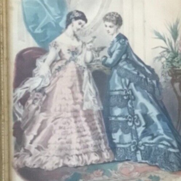 2 1879 Original La Mode Illustree Fashion Chromolithograph Framed Prints - Picture 6 of 7